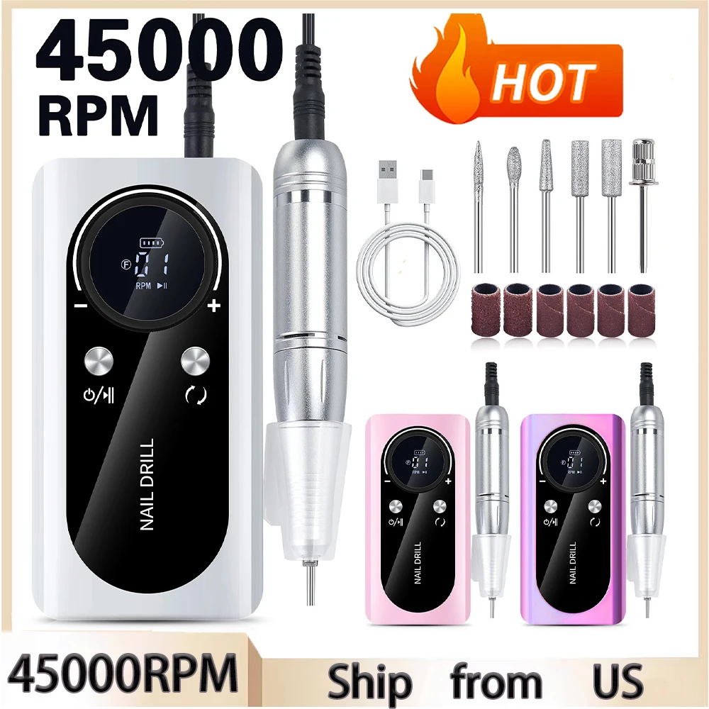 45000RPMNailDrillMachineRechargeableNailDrillElectricNailFile