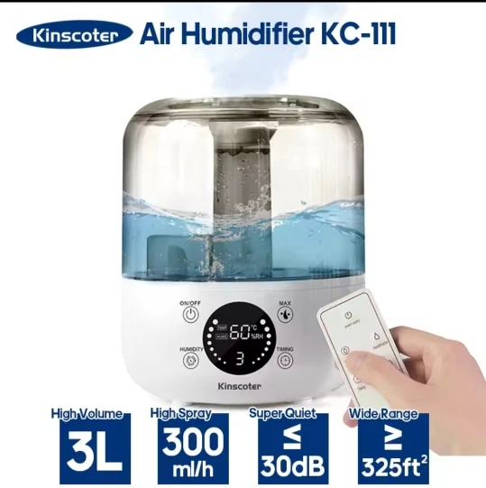 KINSCOTER 3L Air Humidifier Professional Large Capacity Home Humidifier Plant Mist Aroma Diffuser with Remote Control Timer photo review