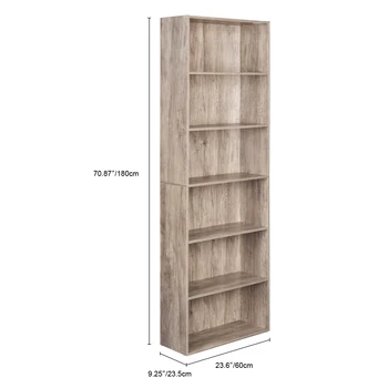 Bookshelf 70 In Height Bookcase 6 Shelf Free Standing Display Storage Shelves Standard Organization Collection Decor Furniture 2