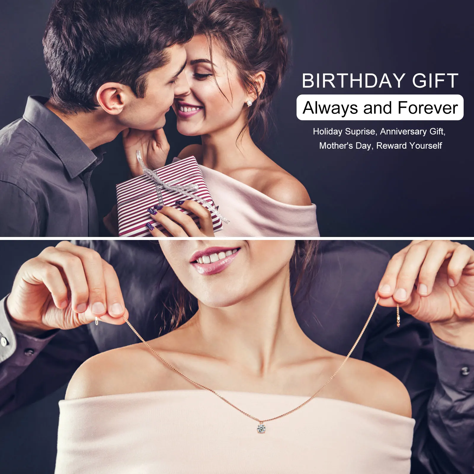 Moissanite silver pendant necklace 0.1-1 Carat Real D VVS Moissanite Pendant Necklace 925 Sterling Silver Birthday Gift