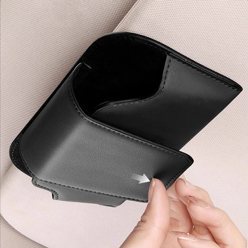 SEAMETAL Cowhide Sun Visor Glasses Holder Premium Leather Wear-Resistant Sunglasses Protective Box Auto Eyeglasses Storage Case BEST SELLERS