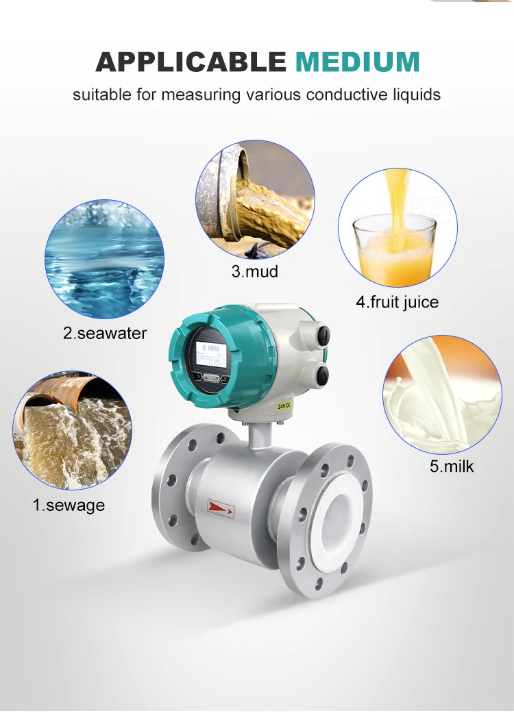 Intelligent Electromagnetic Flowmeter Sewage Sensor Cement Slurry Wastewater Liq