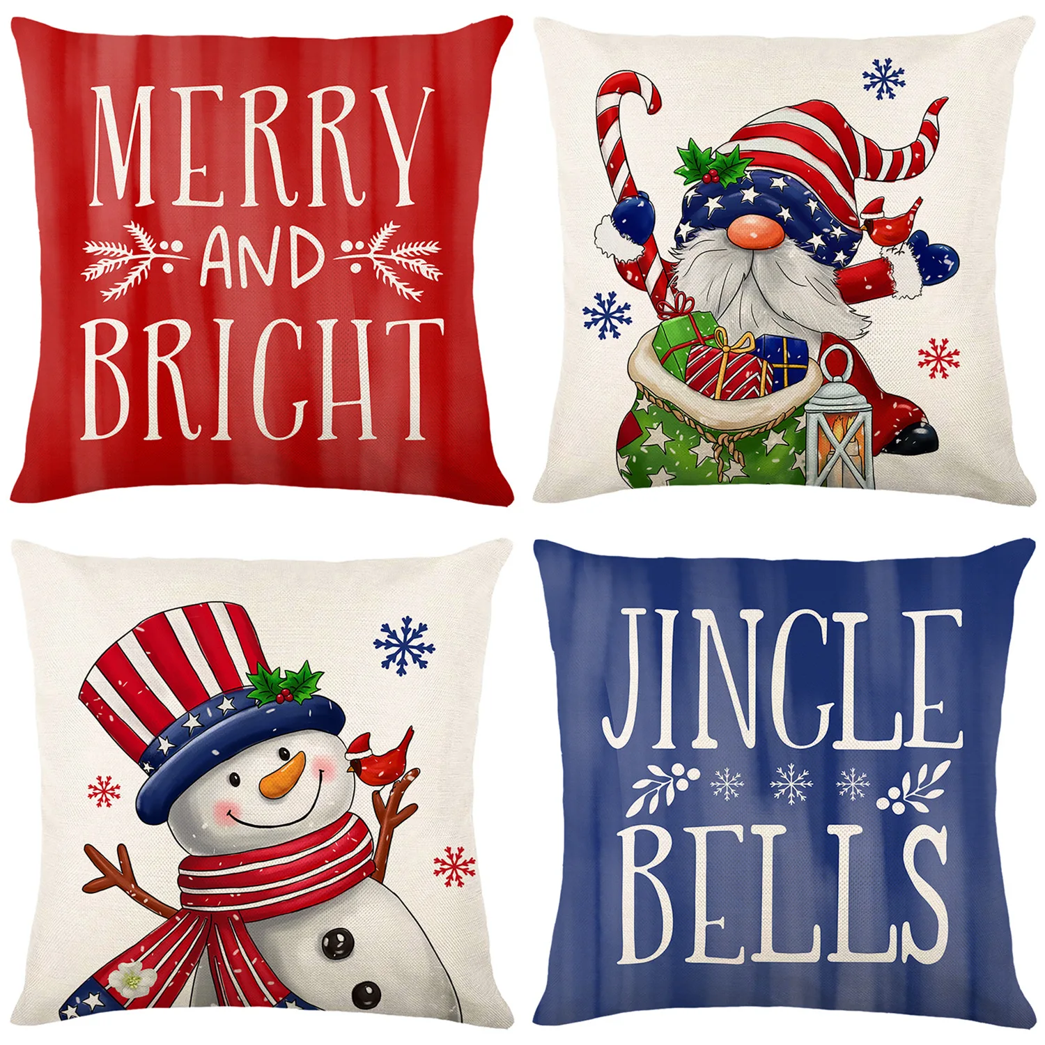 

Merry Christmas Decorative Pillow Cover, Linen Throw Pillowcase, Snowman Decorations, Cushion Cover for Bed Room, 18x18 in