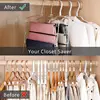 Pants Hangers Non Slip Multi-Layer Swing Arm Pants Hanger Stainless Steel Space Saver Hangers Closet Storage Organizer 2