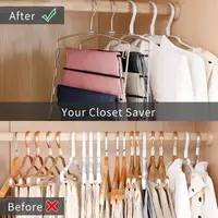 Pants Hangers Non Slip Multi-Layer Swing Arm Pants Hanger Stainless Steel Space Saver Hangers Closet Storage Organizer 2