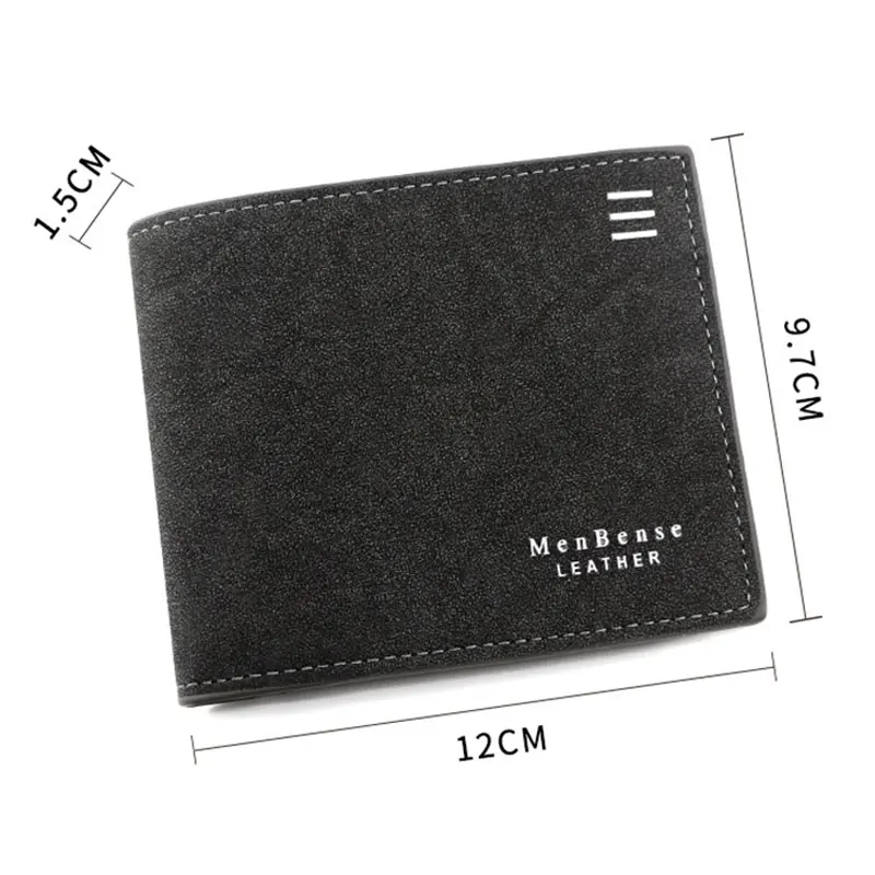 New Short Men Wallets Name Engraved Card Holder Classic Male Wallet With Coin Pocket Zipper Fashion Frosted Slim Men's Purses 3
