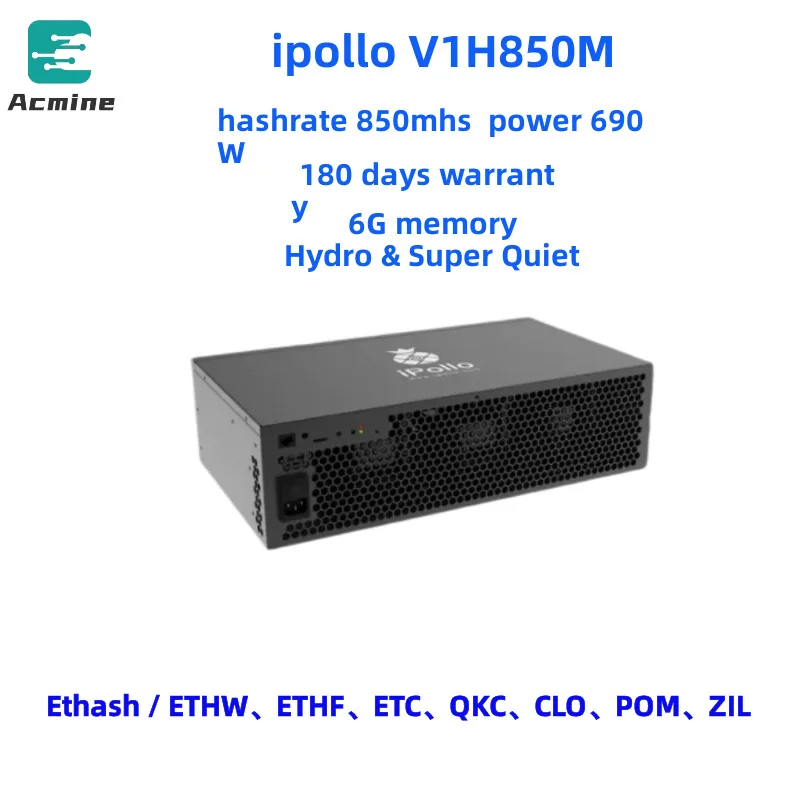 

BUY 10 GET 5 FREE New iPollo V1H Hydro Miner 850M 690W OCTA ETC ASIC Miner