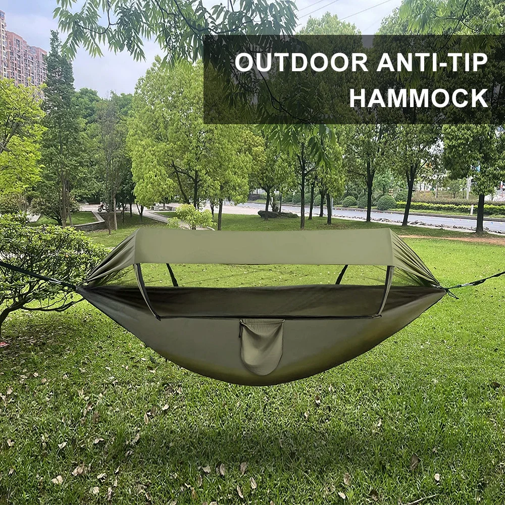 Portable Outdoor Camping Hammock Double with Mosquito Net Sun Shade Heavy Duty 200kg for Travel Backpacking Garden Lightweight