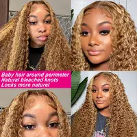 Perruque Lace Frontal Wig naturelle ondulée sans colle, cheveux bouclés à reflets, 13x4, pre-plucked, avec cheveux de bébé, pour femmes 3