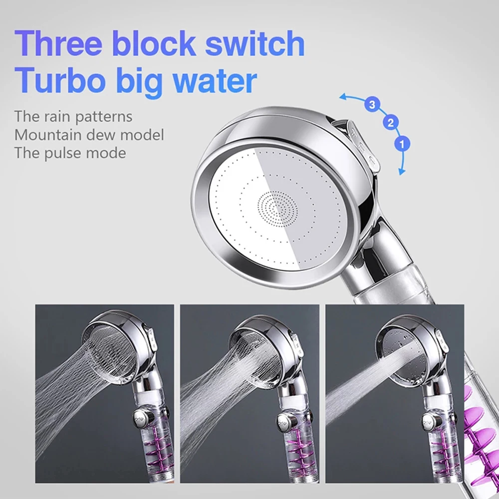 Turbocharged High Pressure Shower Head With 3 adjustable modes Rainfall Shower,Rainfall Spray For Bathroom Accessories 3