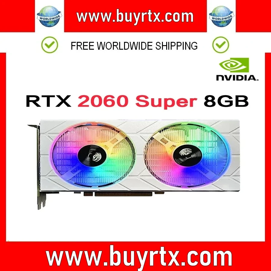 Scheda Grafica Rtx 2060 Super 8Gb Usata Placa De Video Gddr6 256Bit Gpu Pci-E 3.0X16 Rtx 2060 Super 8Gb Scheda Di Gioco Illuminazione Rgb