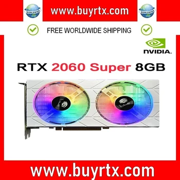 중고 RTX 2060 슈퍼 그래픽 카드, 비디오, GDDR6, 256 비트 GPU, PCI-E, 3.0x16, rtx 2060, 슈퍼 8GB 게임용 카드, RGB 조명