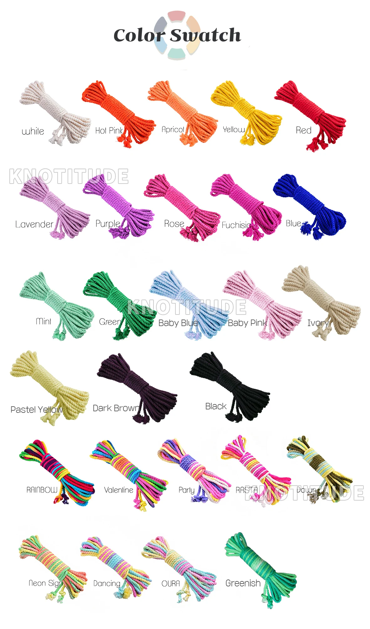 Multi Colored BAMBOO ROPE  6mm x 8M  diy Bondage Rope 2