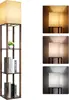 Modern Floor Lamp with Shelves - 3 Color Temperature, Wood Design - Includes 8W Bulb - Ideal for Living Room, Bedroom or Office 1