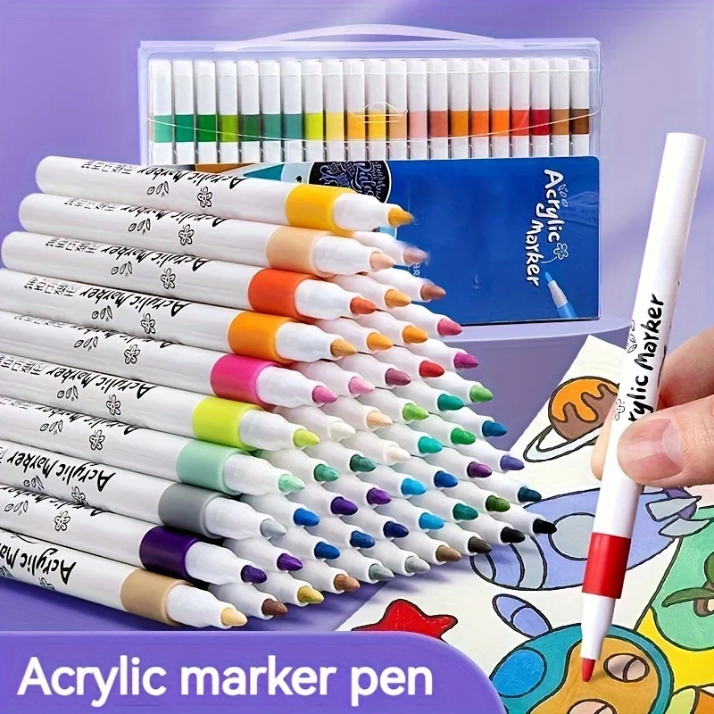 Quick Dry Acrylic Paint Pens Waterproof Fine Tip for Canvas Wood Glass DIY Art Drawing Ergonomic Design for Adults Students Gif paint marker pen,acrylic paint markers,art marker pens,art markers,paint marker pens
