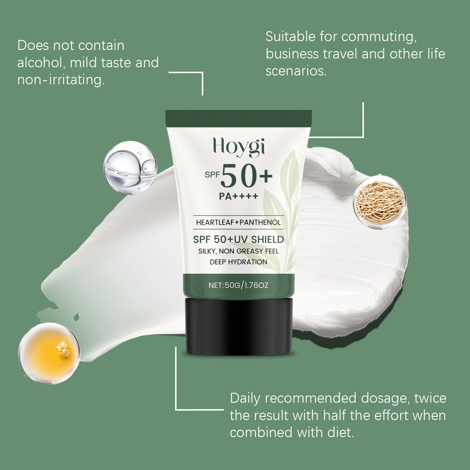 Hoygi Moisturize Sunscreen Cream Prevent Sunburn Moisturizing Reduce Redness Light Texture Non-sticky Gentle Sunblock Lotion