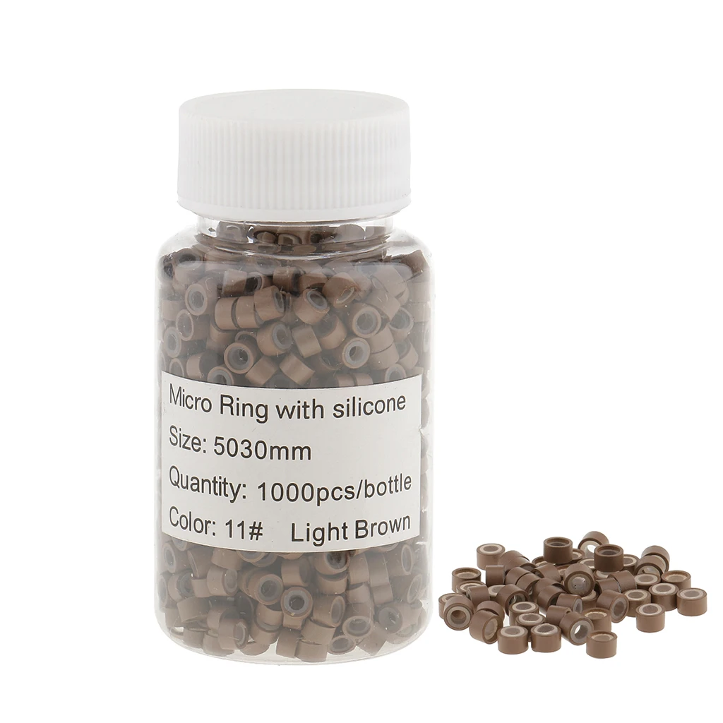 1000PCS 5mm 헤어 번 익스텐션 실리콘 링 비즈 다양한 색상 헤어 살롱 인모 익스텐션 전문 도구