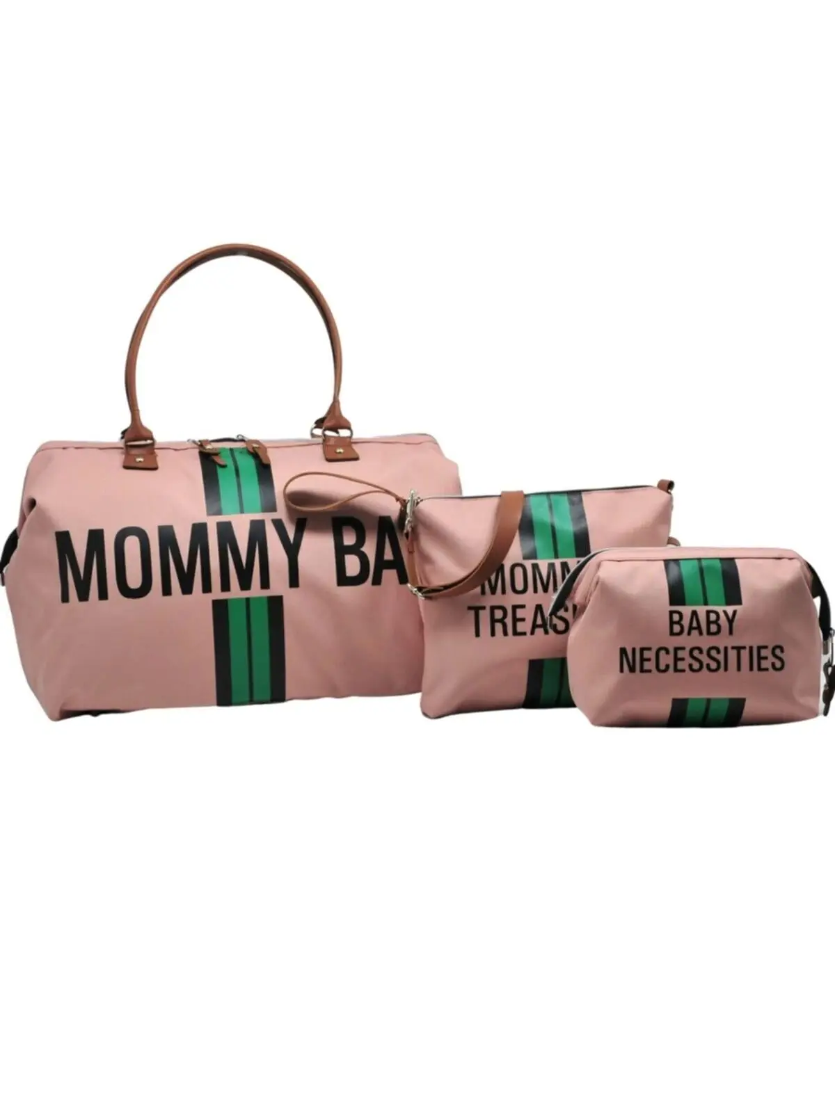 Mommy Bag Exclusive Design Red Stripe 3 Piece Set Beige Baby Mother Baby Care And Tote Bag