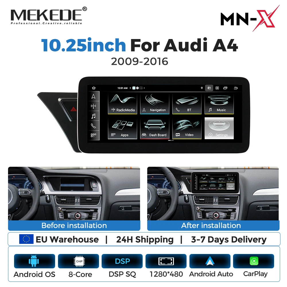 MEKEDE 10.25'' 8 Núcleos Para Audi A5 S5 B8 A4 A4L S4 2009-2017 Reproductor Multimedia Carplay Android Auto GPS DSP Autoradio Radio para Auto 1