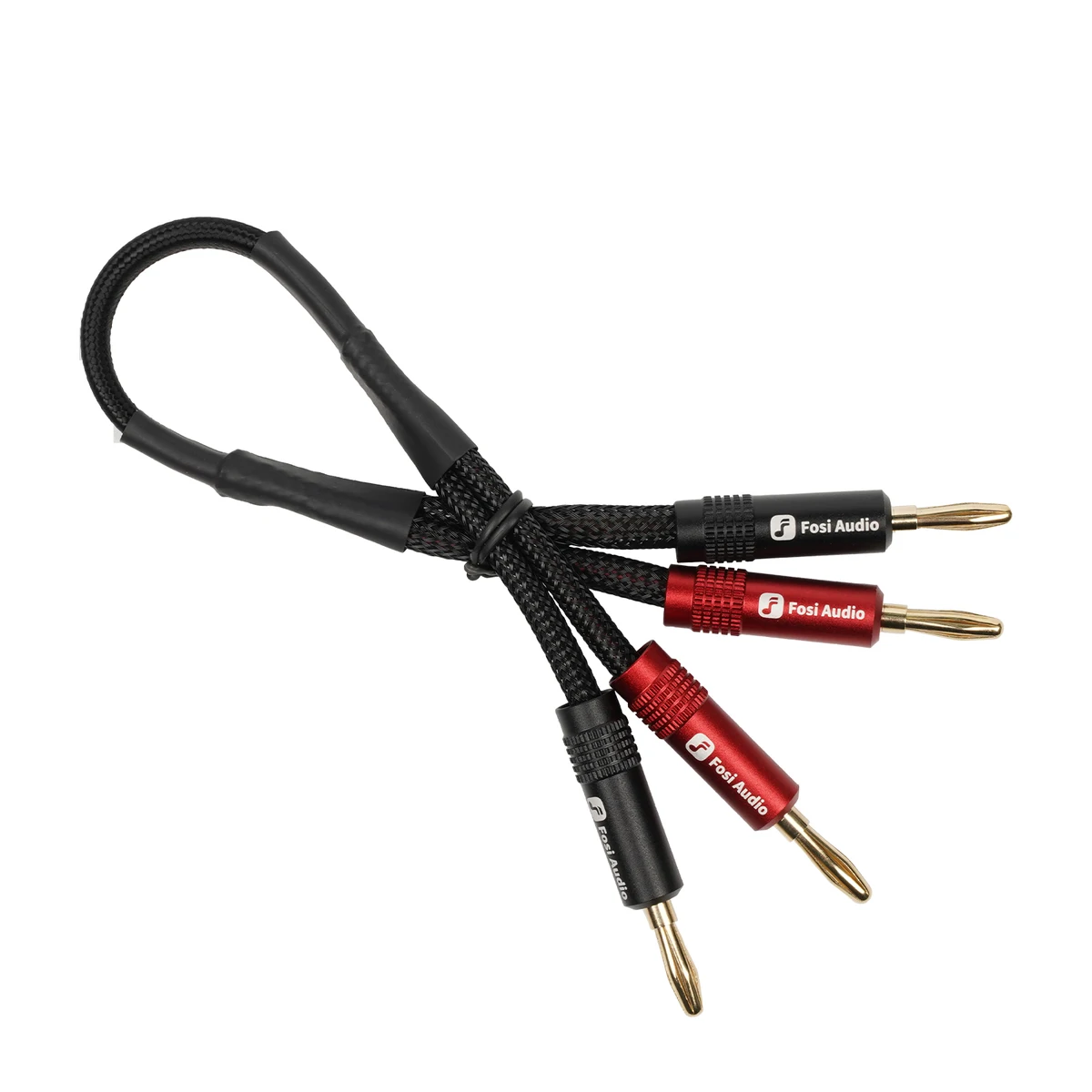 Fosi Audio Brand Nylon Braided Hi-Fi Speaker Cable Wire with Gold-Plated Banana Tip Plugs - 1.8m*2/0.3m*2 — view 3