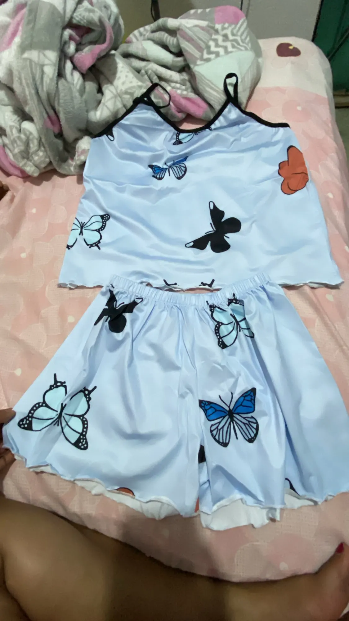 Elegant Butterfly Print Pajama Set with Cami & Shorts photo review