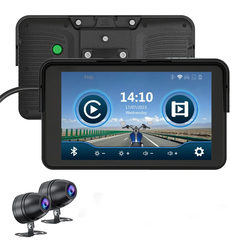 7 Inch Motorcycle Carplay Android Auto GPS Navigation And Motorcycle Video Recorder With Two HD Cameras Karadar MT7001 Carplay навигатор на мотоцикл c5 se с функцией carplay android auto