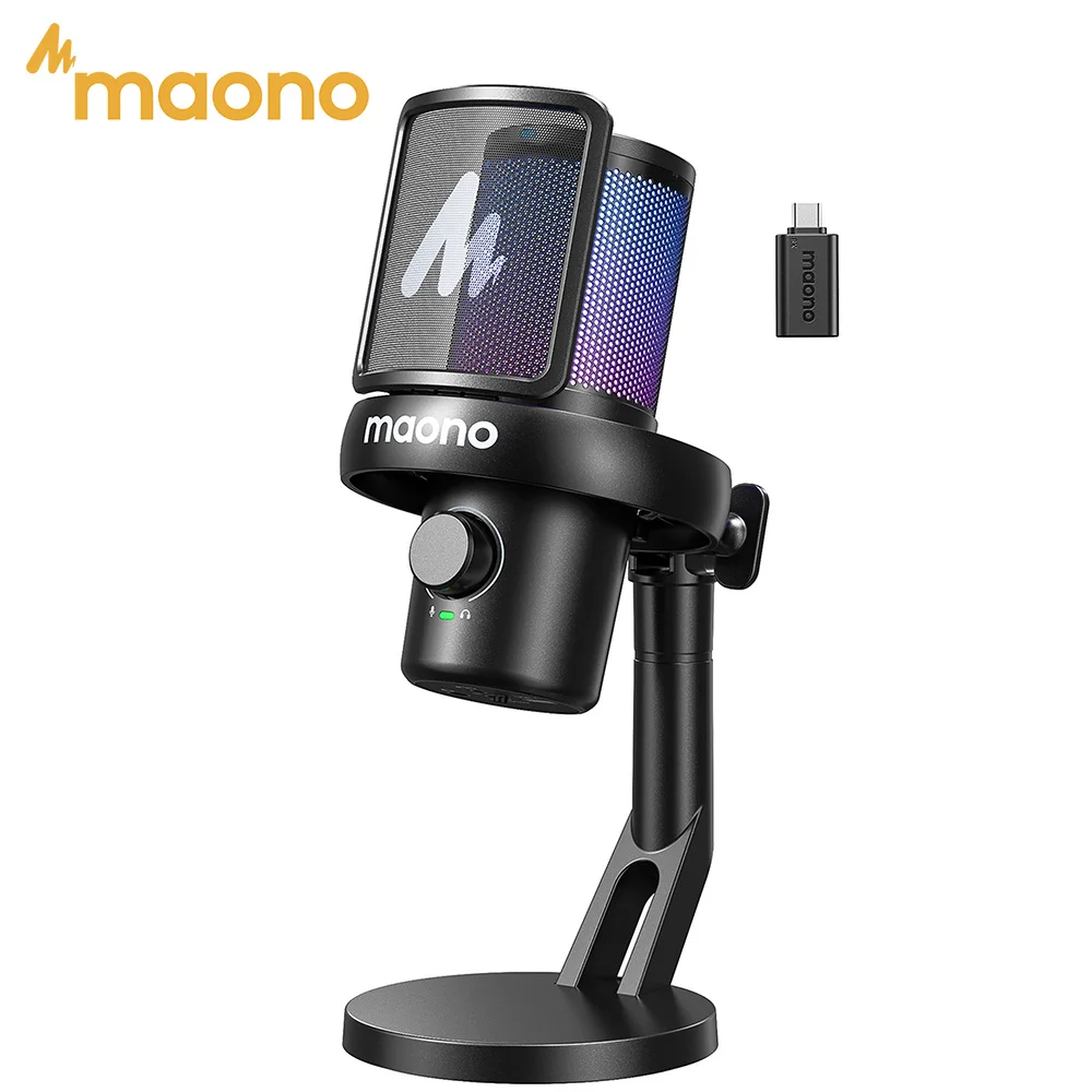 MAONO DM40 Wireless USB Microphone with AI Voice Changer Noise Reduction Condenser Mic for Gaming Streaming PC Laptop Recording