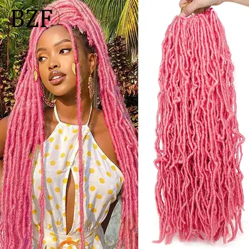 36Inch Pink Soft New Faux Locs Crochet Hair Braids For Women Synthetic Blonde Goddess Nu Locs Braiding Hair Extensions PreLooped 1