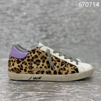 Classical GOLDEN Shoes Designer Women's GOOSE Sneakers Silver Glitter Leopard Pony Hair Suede Leather Style Shoe 2
