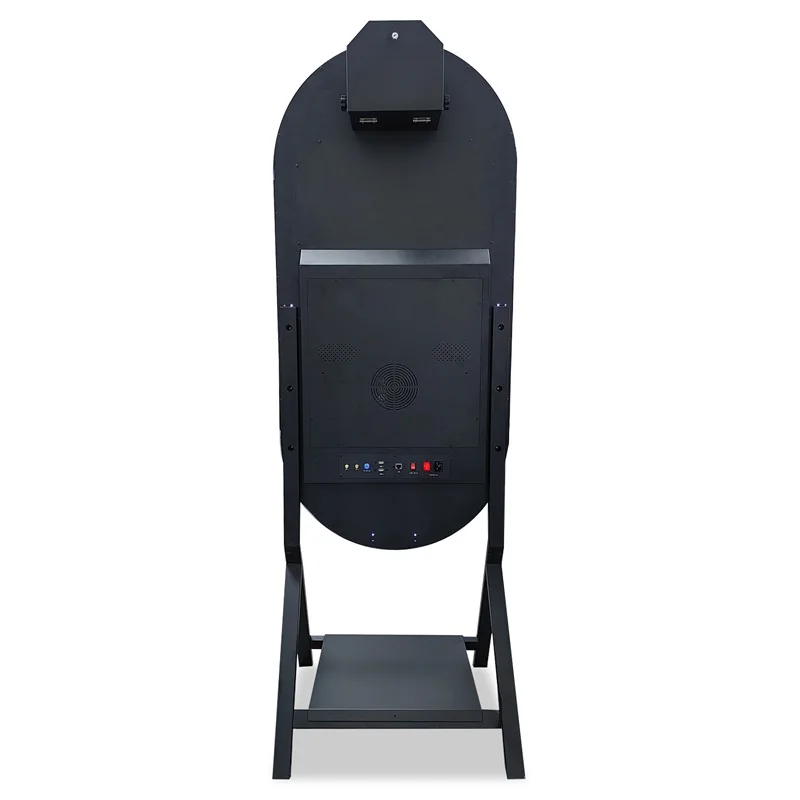 Four-corner oval touch screen magic mirror photo booth for wedding parties, equipped with mini computer and flight case, selfie Abcaeeb23ee0c44389b14841945ded2a2x