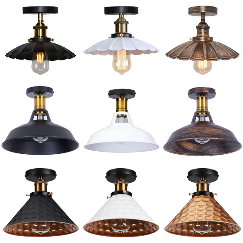 

Modern Led Ceiling Lights Vintage industrial Ceiling lamp Shade Retro Loft Plafonniers for Living Room Kitchen Cage Home E27 LED