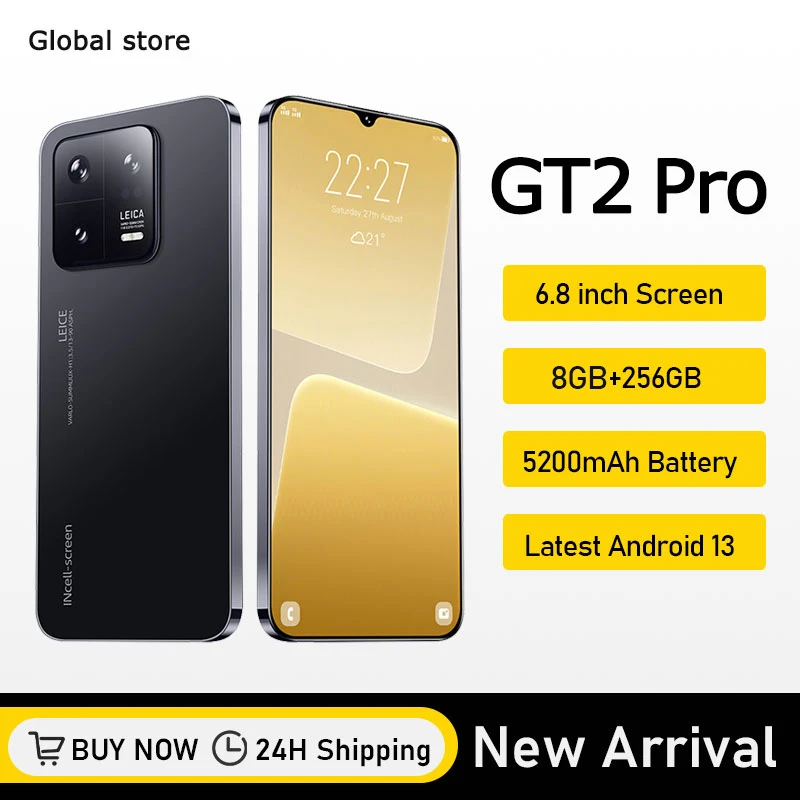 

2023 Global Version GT2 Pro Mobile Phones original Cellphones Smartphone Android13 6.8inch celulares WIFI Cell phone 8gb 256gb