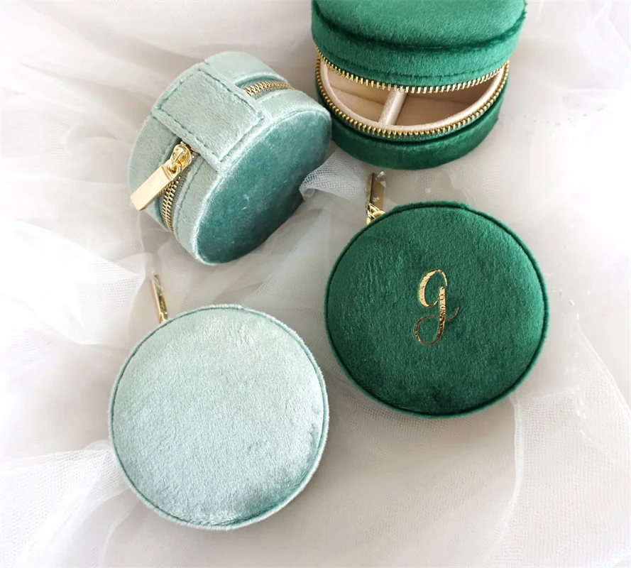 

Velvet, Customizable Mini Rounded Travel Jewelry Case, Christmas & Holiday Gift For Her, Travel Zipper Bag, Personalized Gift