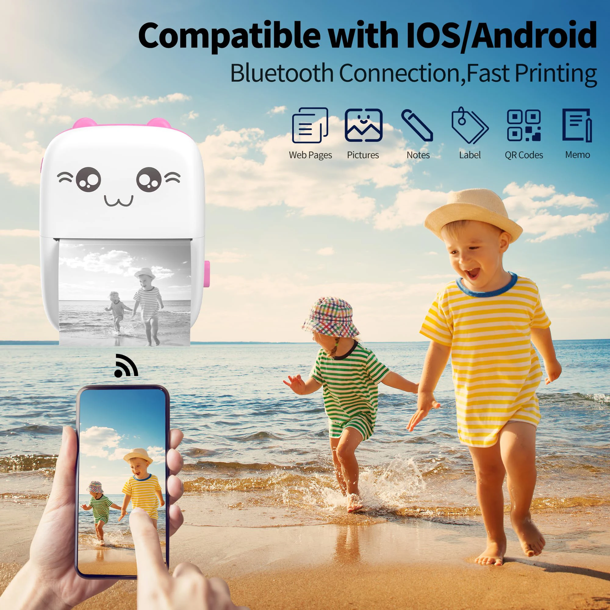 Mini Printer  Portable Thermal Printer HD Pocket Photo Printer With IOS & Android Wireless Photo Printing Tags For Gifts/Home - 2