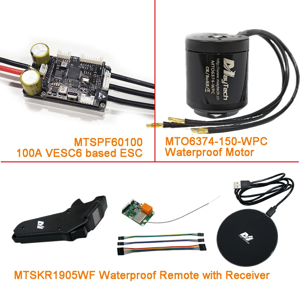 

Efoil DIY Foil Assist Kit Electric Kayak 6374 150KV Waterproof Motor + 100A V6 based ESC + MTSKR1905WF Waterproof Remote
