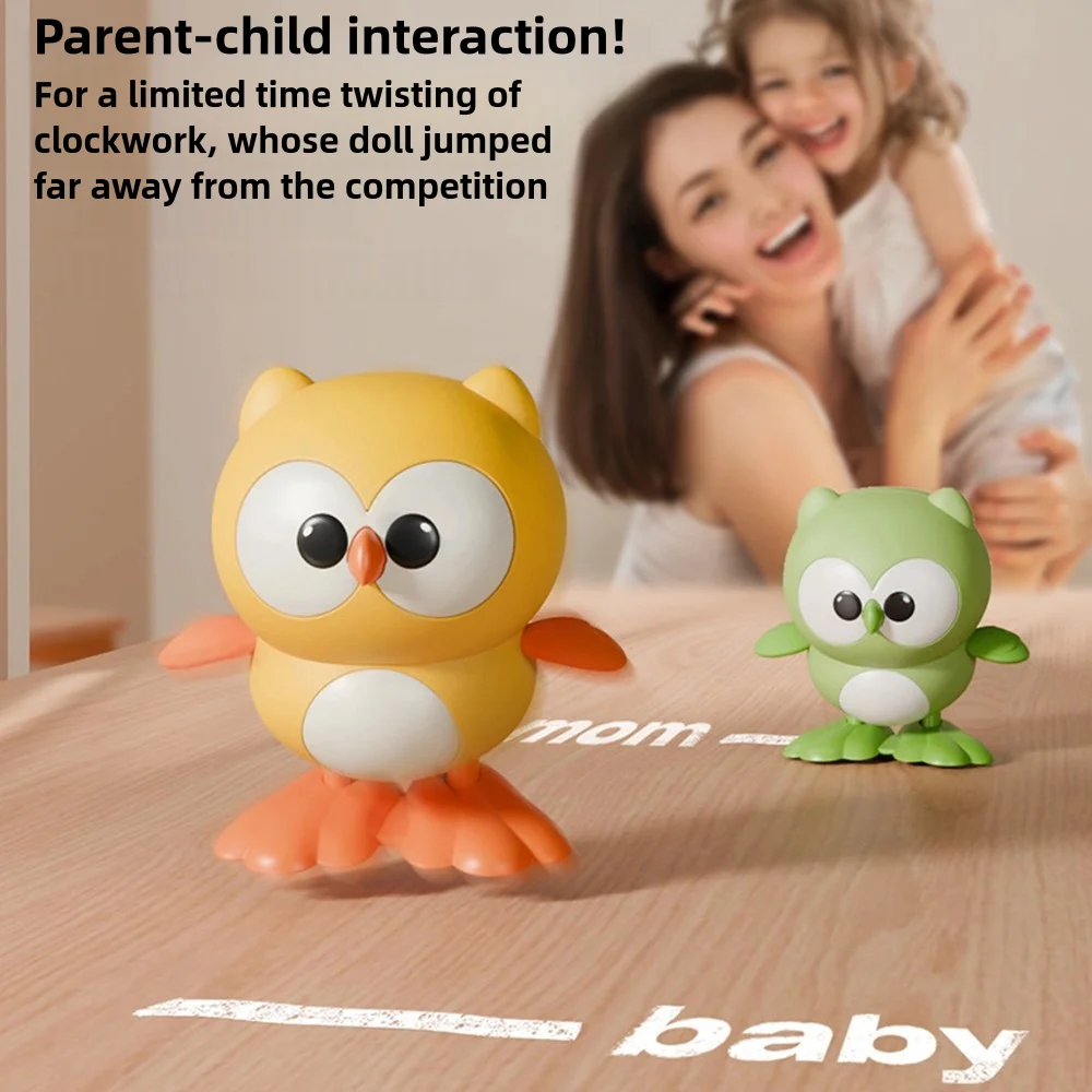 Infant Wind-Up Jumping Owl Wind-Up Cartoon Can Run Small Animal Baby Educational Crawling Toy