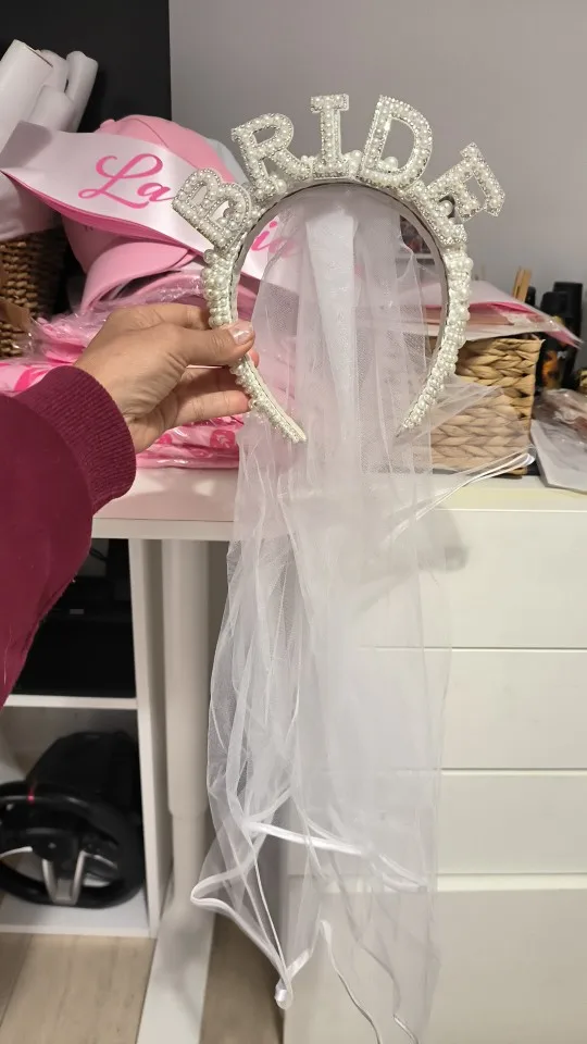 Bandeau De Mariée Perles Et Strass Avec Voile - Diadème Baroque Pour Fiançailles, Fête De Poule Ou Mariage