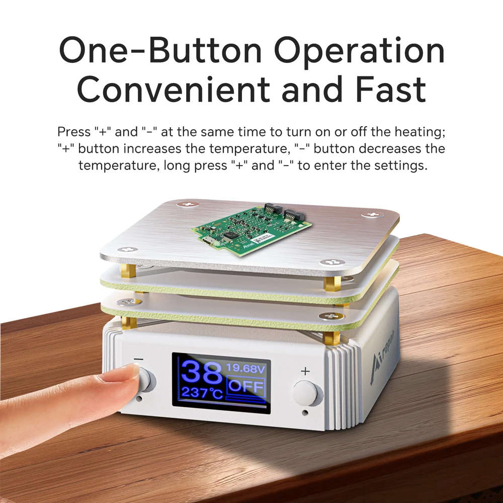 PD65W 20V 240 ° C형 정온 가열 패드 조절식 납땜 패드 PCB 표면 실장 예열 타입-C 인터페이스