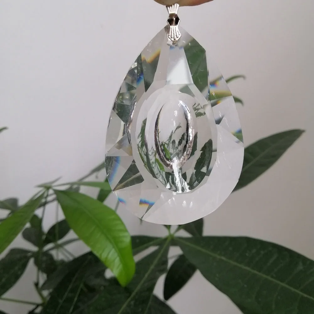 Camal2PCS63mmK9ClearLonganShapedCrystalGlassPrismsPendants