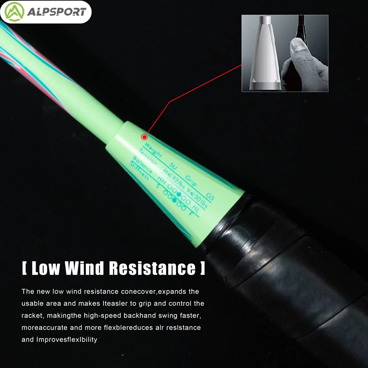 ALP DJ 5U Badminton Racket T800 Attacking and Defending Full Carbon Max 38 lbs For intermediate and advanced players