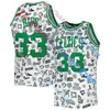 Vintage Bird Celtics White 1985/86 Classics Doodle Swingman Jersey Kids Quick-Drying Vest Men And Women Sleeveless Shirt Tops 1