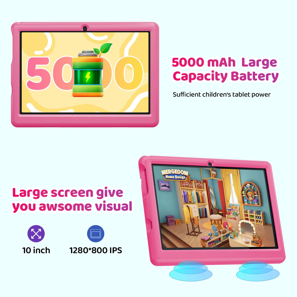 KT1006 10.1 Inch Kids Tablet 6GB RAM+64GB ROM+128GB SD Expand 5000mAh HD Dual Camera With Parenal Control Toy Gift for Children 5