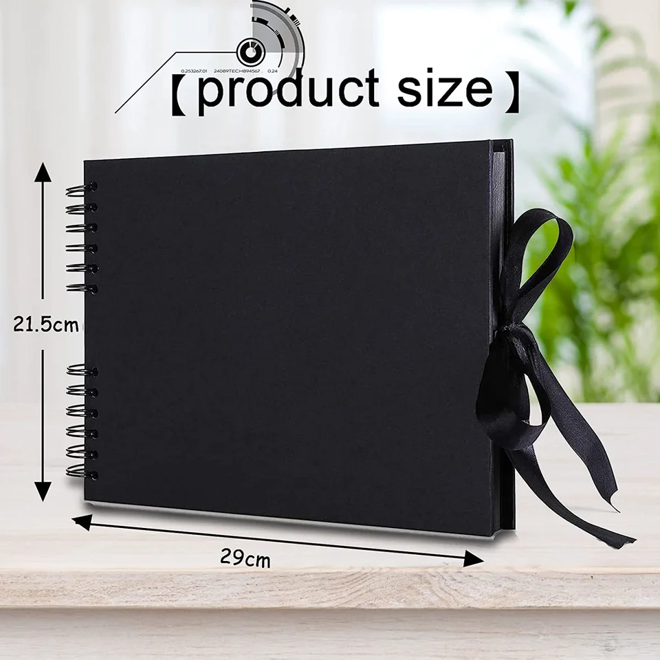Spiral Scrapbook Photo Album, 80 Black Pages DIY