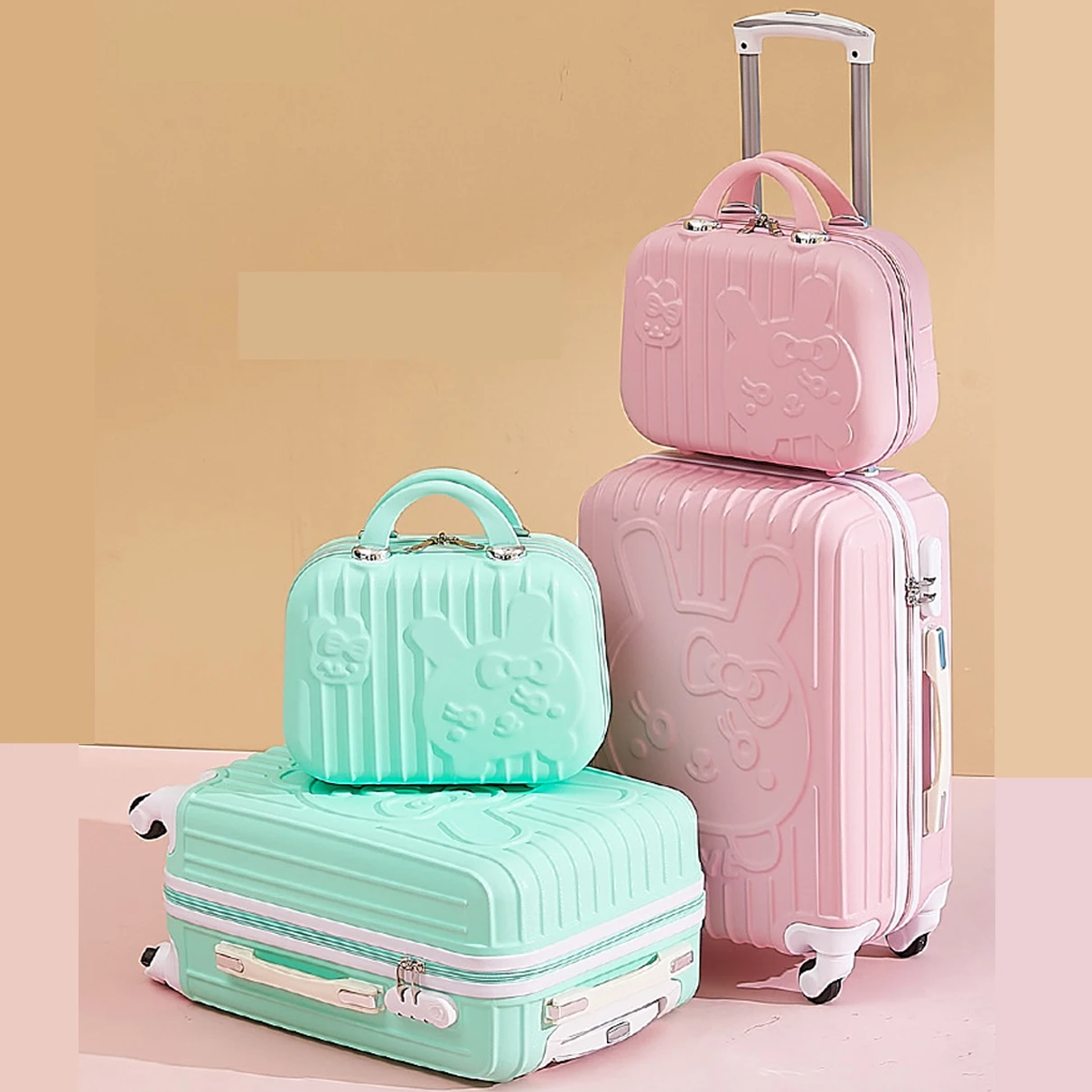 Free Shipping 14 2024 Inch 2 Pcs Sets Women Trolley Rolling Luggage  Travel Suitcase Set With Wheel Cosmetic Bag Valises Voyage - AliExpress