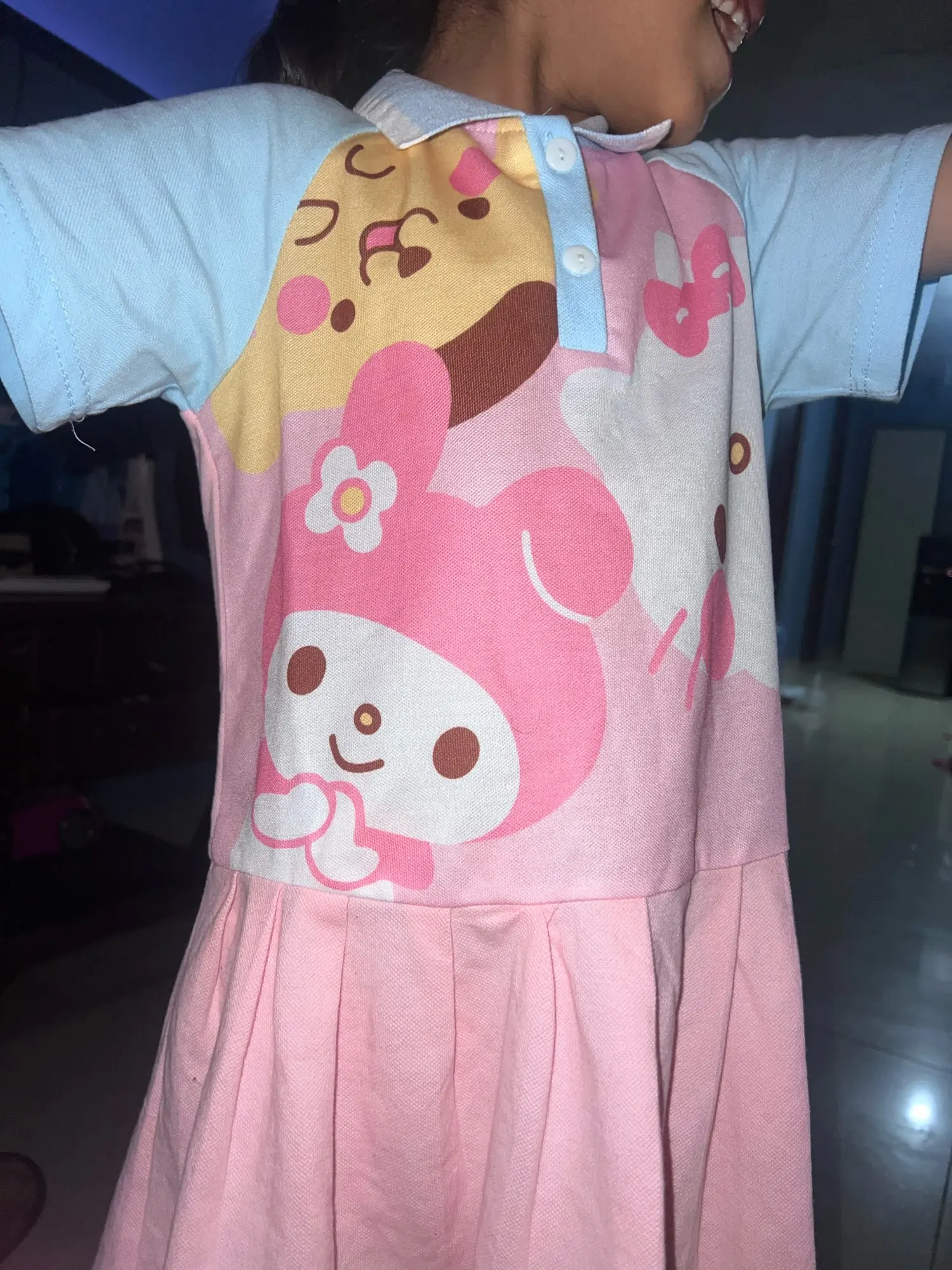 Summer Girls Clothing Toddler Rabbit Polo Shirt Pleated Dress Causal Comfortable Baby Girl Clothing Princess Dress photo review