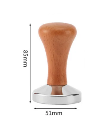 Coffee Tamper Powder Hammer Pressing Wooden Handle Distributor Maker and Espresso Mat Powder Hammer Tampers 51mm/53mm/58mm coffee tamper