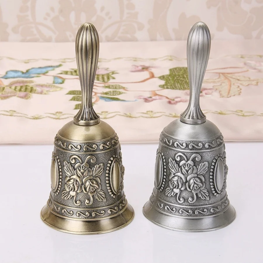 European Style Hand Held Bell Elegant Antique Brass Handbell Dinner Bells Wedding Bells Service Bells Call Vintage Bells 1pc,hand bell