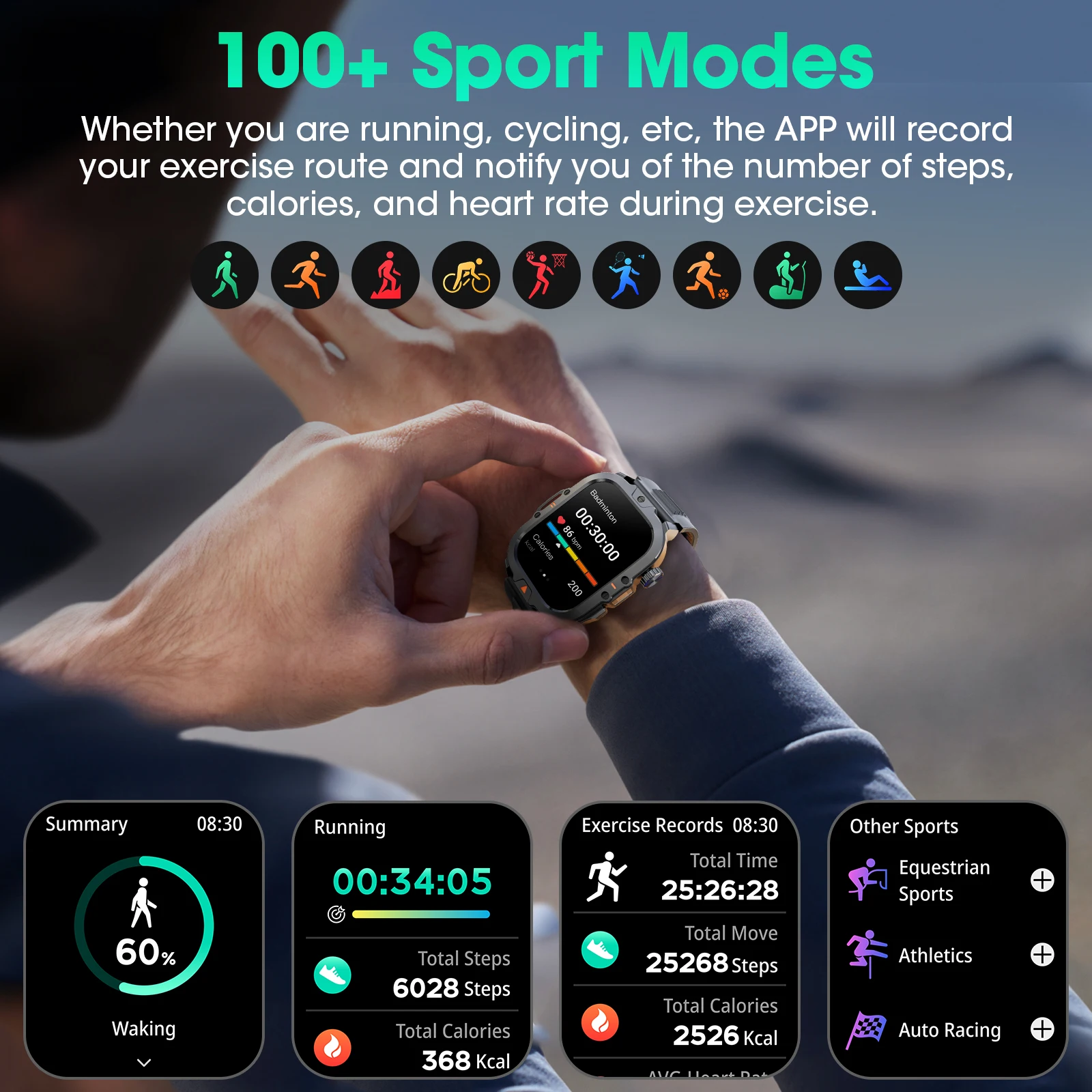 Smart Watches for Men Women'S Bluetooth Call 2.01 High-Definition Screen Fitness Sports Waterproof mens watches