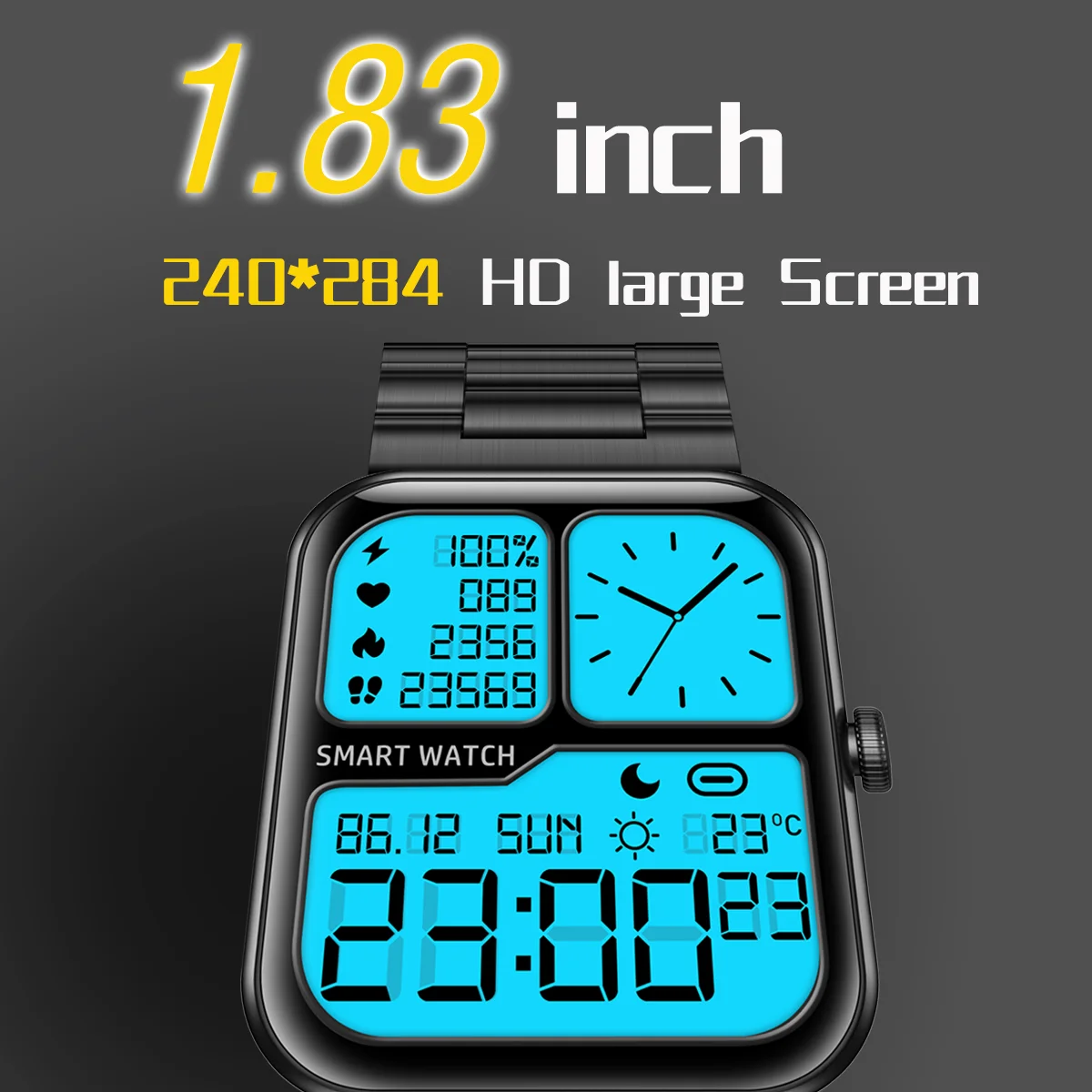 Gadgend new men’s smartwatch 3atm ip68 waterproof sport watch 1.83inch custom dials smart watch men women for xiaomi ios android