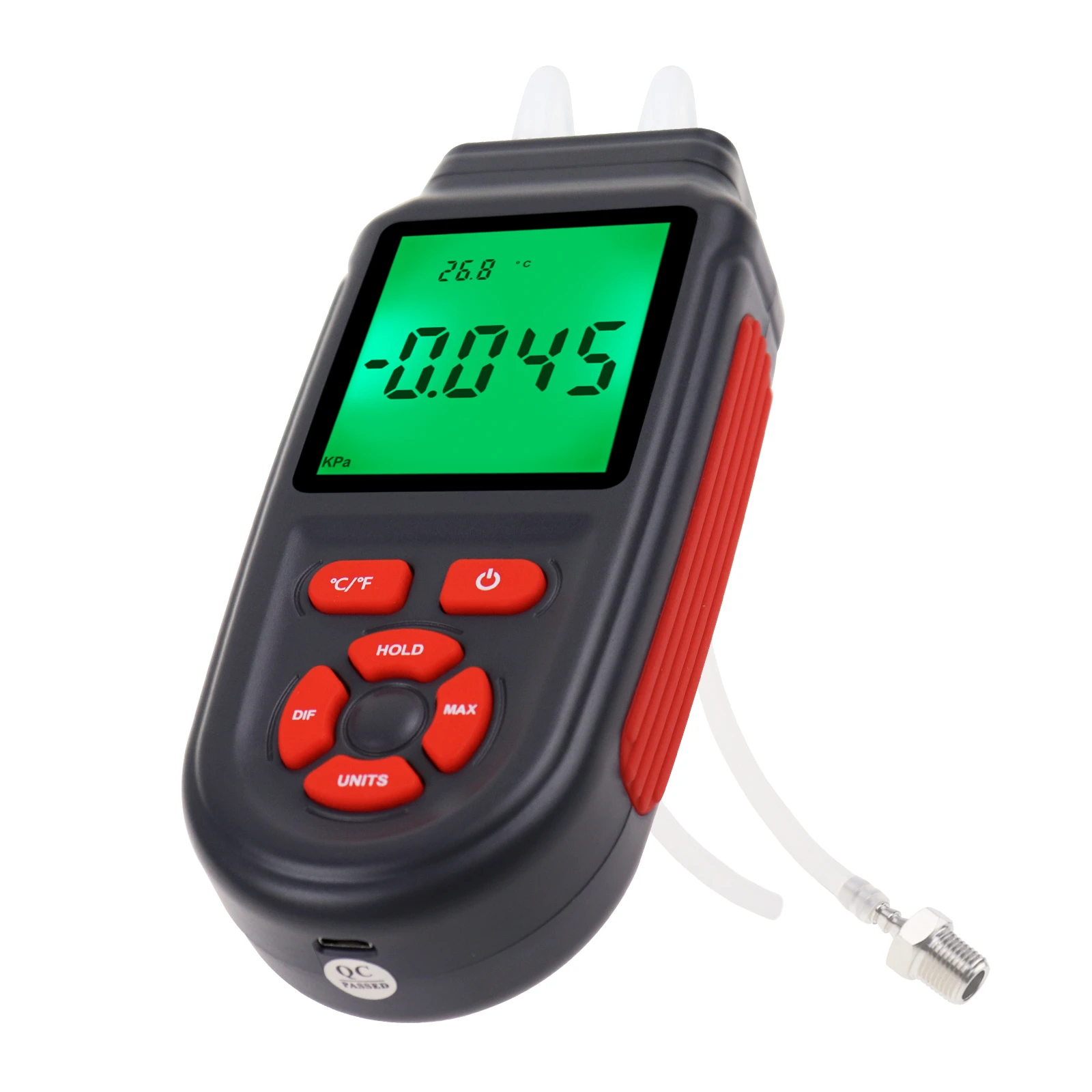 Digital Gas Pressure Tester Manometer Large LCD Display with Backlight